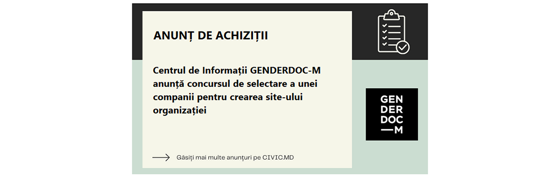 Centrul de Informații GENDERDOC-M anunță concursul de selectare a unei companii pentru crearea site-ului organizației
