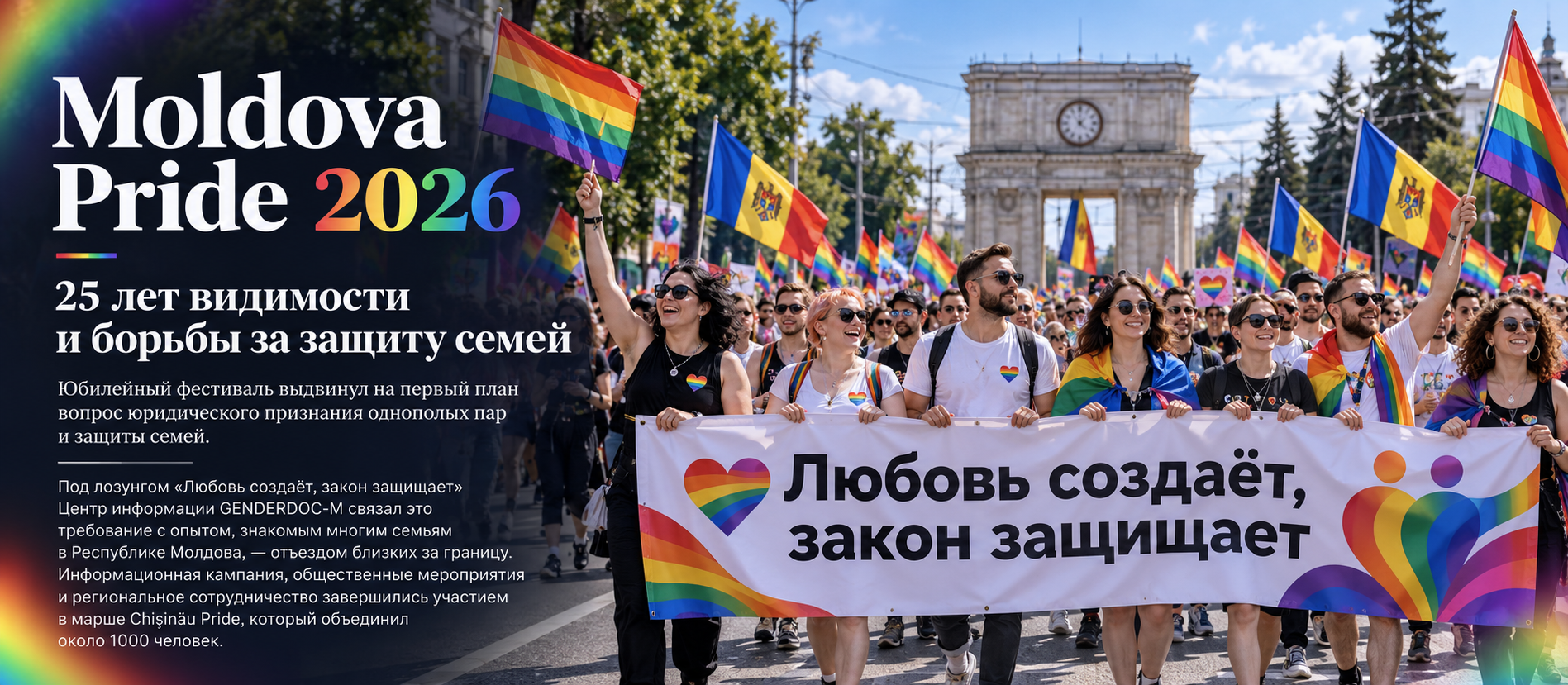 Moldova Pride 2026: 25 de ediții de vizibilitate și revendicare pentru protecția familiilor